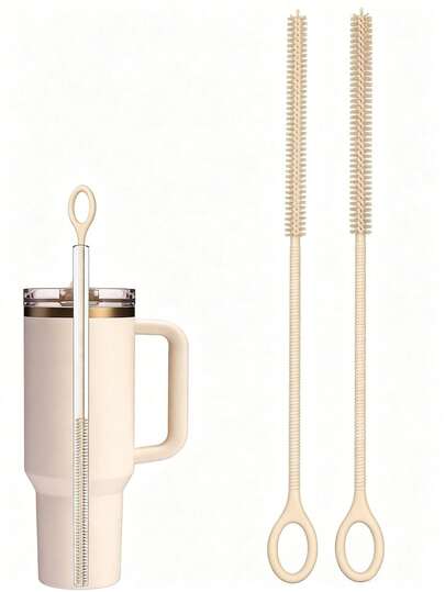 Reusable Silicone Straw Brush, Extra Long Fine Bristles, Suitable For Cleaning Glass, Metal Milkshake Straws And Straw Cups, Non-Slip Soft Flexible Handle, Easily Reach Cup Lids, Bottle Straws And Cups, Thoroughly Remove Dirt (6mm/9mm Randomly Shipped)