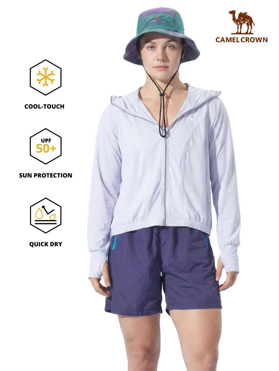 CAMEL CROWN Áo khoác chống nắng nhẹ, thoáng khí dành cho nữ, thích hợp cho hoạt động ngoài trời mùa xuân, chống tia UV. - Hoa lục bình - Xem 1