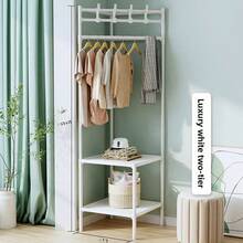 1pc 2-Tier Coat Rack, Integrated Shoe And Hat Storage Rack, Thickened Steel Tube Sturdy Clothing Hanging Rack, Bedroom Entryway Freestanding Clothing Storage Rack, Thickened Metal Steel Tube, Freestanding Integrated Coat Rack, Matte Black - Multicolor - View 7
