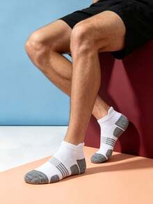 1/3/5/10/20 pares de calcetines cortos cómodos para hombre con base gris + combinación de negro y blanco, adecuados para varios tipos de zapatos y ocasiones, deportes al aire libre, deportes de interior, correr y caminar - Multicolor - Ver 5