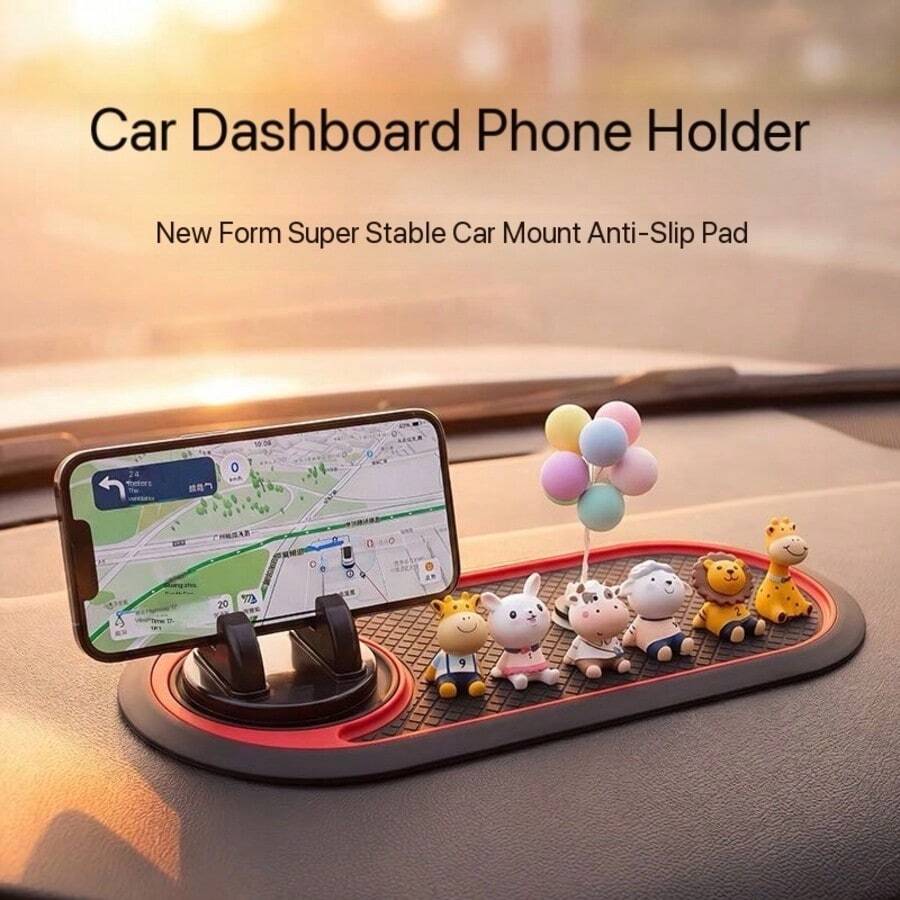 Multifunctional Car Non-Slip Mat With 360° Rotating Phone Holder – 3-In-1 Car Non-Slip Mat, Dashboard Mat Non-Slip Pad For Car Dashboard Storage Of Fashion Glasses, Keys, Car Navigation Holder, Phone Holder For Car, Multifunctional Non-Slip Mat For Small Cars - Multiple Styles - View 1