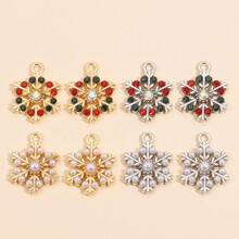 10Pcs Snowflake Series Pearl & Rhinestone Alloy Snowflake Pendants, Suitable For DIY Jewelry Making, Necklace Bracelet Earring Accessories, Christmas Holiday Decoration Gifts - Multicolor - View 4