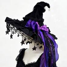 2026 Halloween Witch Hat Women's Gothic Handmade Bowknot Fleece Lace Lolita Ladies Wizard Hat - Multicolor - View 4
