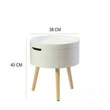 Lightweight Compact White Round Storage Nightstand, Flip Top Hidden Storage Bedside End Table With Stable Natural Wood Tripod Legs, Space Saving Small Accent Table For Guest Room Dorm Narrow Bedroom Daily Storage Use - White - View 10