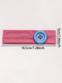 1 pezzo Fascia per capelli decorativa con bottone di colore unito, fascia elastica antiscivolo, accessorio per capelli da donna stile Y2K, adatto per uso quotidiano, trucco, stile di strada - Multicolore - Visualizzare 2