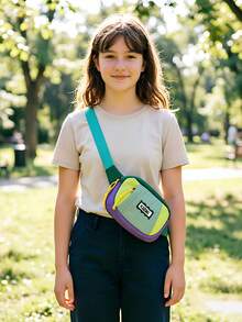 1pc Fashion Waist Bag, Color Block Chest Bag, One Shoulder Crossbody Bag For Teenagers, Storage Bag, Multi-Functional Chest Bag, Mini Coin Purse, Sports Crossbody Bag, Toy Bag, Multi-Purpose Storage Bag, Travel Bag - Multicolor - View 8