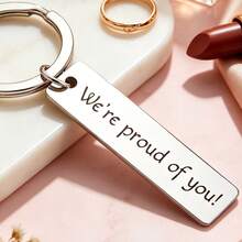 1pc Emotional Gift, Stainless Steel Keychain, For Friends And Family - A - View 8