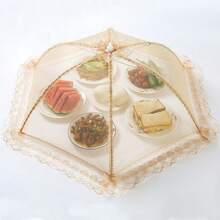 1個傘形可折疊食物防塵蓋，防污染、防蠅防蚊，圓形可重複使用，適用於野餐、戶外露營、BBQ配件、廚房與餐廳 - 彩色 - 查看 12