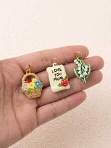 1pc Exquisite Warm Style, 18K Gold PVD Plated Stainless Steel Material, Waterproof And Fade-Resistant, Drip Oil Printed MOM Pendant, Suitable For Women's DIY Jewelry - Multicolor - View 2