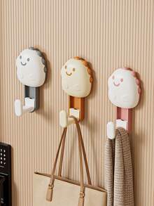Cartoon Dinosaur Strong Adhesive Hook Damage-Wall Hanger For Bathroom Kitchen Bedroom Cute Storage Organizer Reusable Sticky Hooks Heavy Duty Stainless Steel Non-Marking Adhesive Wall Mount Holder - View 5