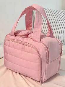 3/1pc Multi-Layer Puffy Makeup Bag-Large-Capacity Professional Zippered Travel Organizer; Multifunctional Women's Handbag With Partitioned Storage And Toiletry Compartments-Perfect For Gifting, Vacations, And Back-To-School. - Multicolor - View 12