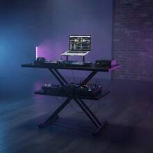 DJ Desk 32"-43" X 18" For Music Studio Club Performance Events, Height Adjustable Foldable Double-X Design Metal Tabletop Audio Mixer Controller Platform-XY87960 - Multicolor - View 1