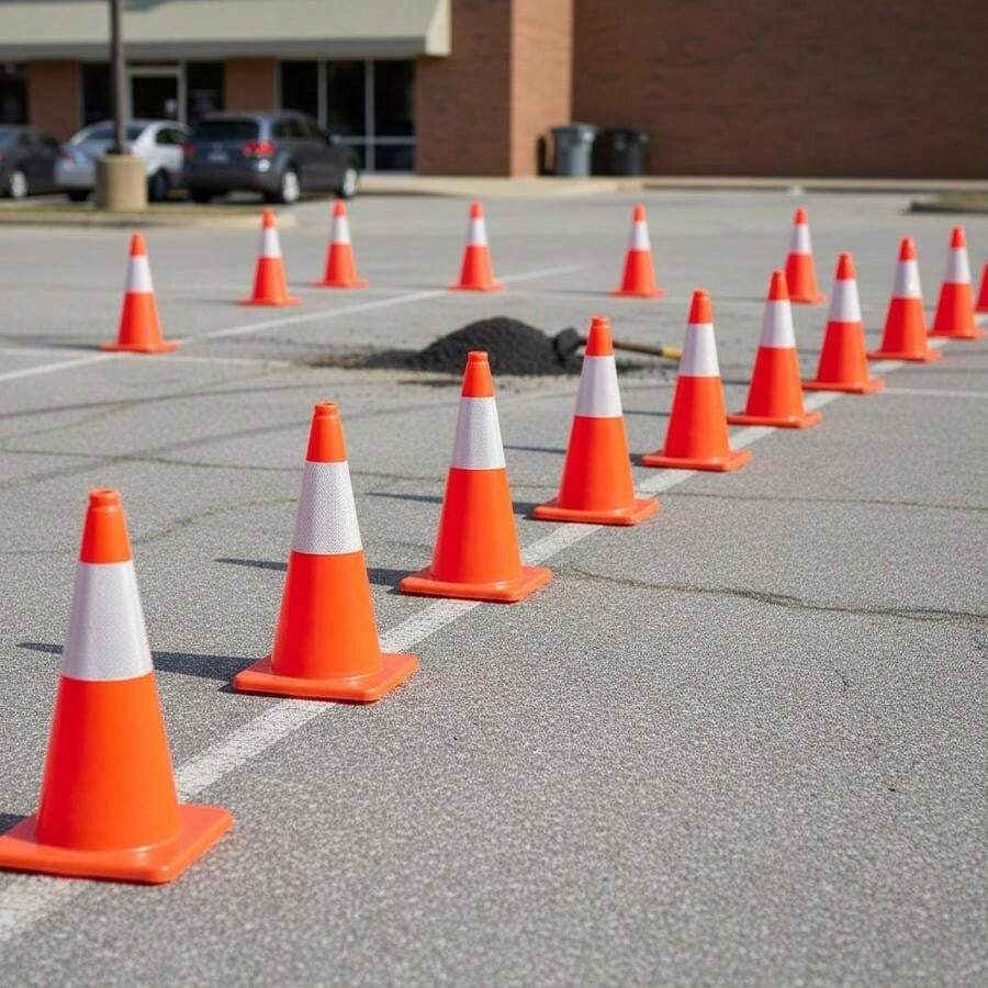 Pack Of 12, 45.7 Cm Traffic Cones, Ty Street Parking Cones With PVC Base, Orange Traffic Cones, Dangerous Construction Cones For Residential Parking-XY361128 - Multicolor - View 1