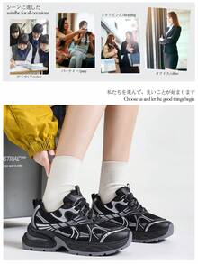 Alan Vincent [Free Returns] [City Sports Shoes Series] Black Sports Shoes Women's New Thick Sole Sneakers Comfortable Fashion Running Shoes Casual Sports Shoes Women's Outdoor Shoes Women's Shoes Breathable Mesh - Black - View 6