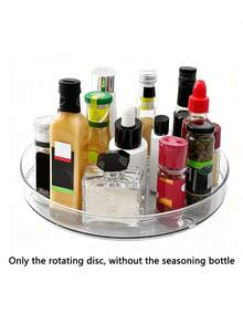 1pc Transparent Plastic Rotating Storage Basket, Multi-Functional Storage Tray, Suitable For Bathroom, Kitchen Cabinet, Spice Rack, Non-Slip 360° Rotating Tray, Used For Kitchen Storage Organization, Desktop Decoration, Also As A Holiday Gift - Multicolor - View 15