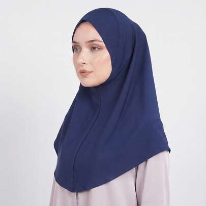 1件穆斯林阿拉伯女性純色柔軟帽頭巾，適合中東日常使用，保守風 HIJAB ABAYA