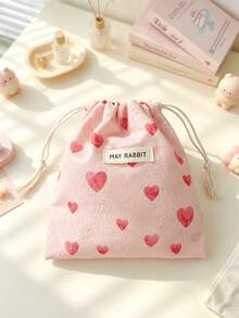 Cute Floral Drawstring Storage Bag Small Fabric Makeup Pouch Portable Jewelry Lipstick Coin Purse Kawaii Mini Travel Storage Sack For Women Daily Use - Multicolor - View 16