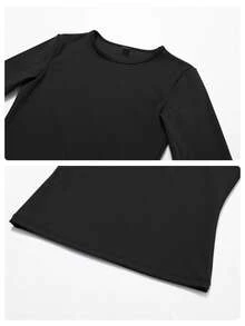 MFVIM Women's Sports Set Fashion Elastic Casual Slim Fit Yoga Dance Fitness Long Sleeve Shorts Set, Versatile Soft Lightweight Skin-Friendly, Essential For Daily Home Commute Outdoor Jogging Cycling Tennis Court Badminton Court Yoga Workout And Various Occasions Women's Fitness Wear - Black - View 11
