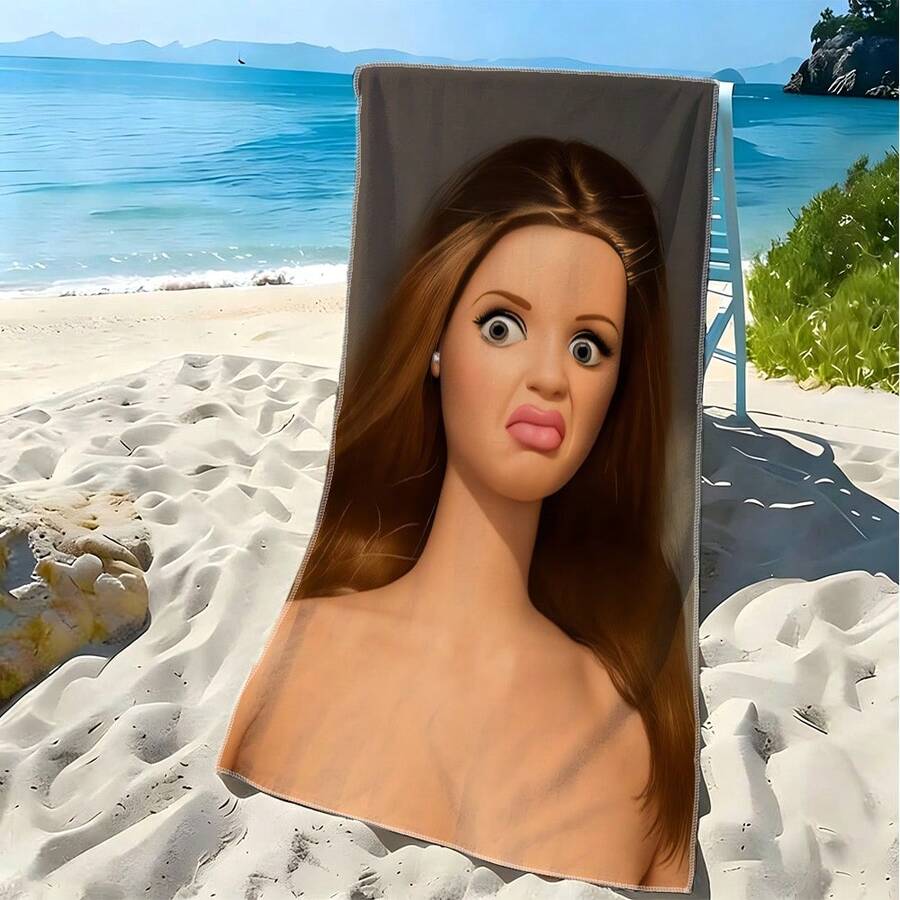 1 pieza Toalla de playa divertida - Microfibra suave, absorbente y de secado rápido, con estampado de patrón divertido, ideal para piscinas, vacaciones y viajes a la playa - Multicolor - Ver 1