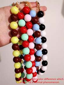 Collar grande de cuentas de contraste colorido hecho a mano, joyería gruesa con encanto de estilo bohemio Y2K, adecuado para el uso diario de las mujeres en vacaciones de verano - Multicolor - Ver 7
