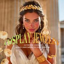 4pcs Greek Goddess Costume Accessories Set, Gold Foil Robe Party Jewelry, Women's,Halloween - Multicolor - View 4