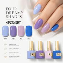 Kit de Esmalte em Gel GMUME com 4 Peças. Coleção Azul-Roxo Sonhadora 032, 045, 042, 035 Conjunto de Gel para Unhas UV/LED Soak-Off. Frascos Combinando Cores, 16 Ml (0,54 Fl Oz). Qualidade de Salão, Uso Doméstico, Longa Duração, Resistente a Lascas, Arte de Unhas, Manicure DIY em Casa - Multicolorido - Visão 13