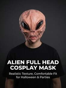 Halloween Alien Funny Mask, Adult Realistic Alien Mask, Scary Halloween Mask, Latex Full Head Party Prop Costume - Multiple Styles - View 9