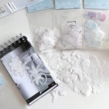 Selbstklebendes Pergament-Scrapbooking-Materialpaket, enthält Blumen- und Schmiedeeisen-Stil-Ränder, für Collage-Dekoration - A - Übersicht 2