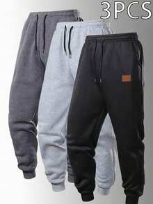 PCS Men's Simple Fashion Style. These Loose-Fit Cuffed Pants With Elastic Waistband Are Made Of Knitted Fabric, And Elastic. A Great Father's Fall - Multicolor - View 3