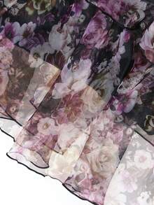 Perirose Women's Purple Romantic Cottagecore Floral Print Tie Spaghetti Strap Multi Layered Tiered Ruffle Maxi Dress Summer Fall Wedding Guest Vacation Party - Black - View 9