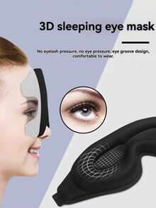 1Pc Minimalist Solid‑Black Sleep Eye Mask, Light‑Blocking Comfortable Blindfold, Multipurpose Sleeping Accessory Perfect For Home Bedroom, Travel Trips, Office Naps, Daily‑Use And Back‑To‑School Supplies,Adult Student Essentials, - Black - View 3