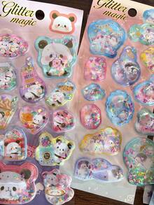 20pcs-Q-Lia 3D Ancient-Style Small Water Droplet Relief Three-Dimensional Crystal Sticker, Cute Glittering Raindrop Character Crystal Glue DIY Decorative Sticker - Multicolor - View 5