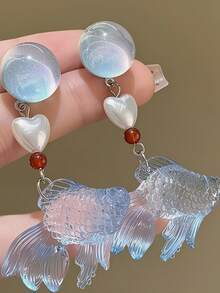 Summer Clear Casual Versatile Ocean Style Playful Creative Design Lively Fish Earrings - Multicolor - View 4