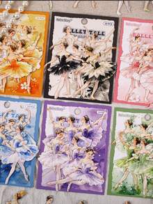 1 Pack 10 Sheets Ballet Girl Planner Stickers, Vintage Creative Aesthetic Decals, DIY Decoration Collage Craft Materials, Holiday Gift, Personalized Scrapbook School Stationery Supplies School Supplies - W.P. - View 6