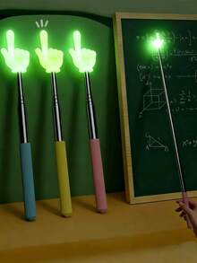 1pc/3pcs/6pcs Telescopic Light-Up Pointer - Multi-Functional Telescopic Light-Up Display Stick, Teacher Classroom Reading Pointer, Student Learning Guide Pointer, Multiple Colors And Styles Available, Suitable For Classroom Reading And Stretching Exercises, Ideal For Teaching Guidance, Home Or Classroom Use, Suitable For Teachers, Classrooms And Offices, Can Be Given As A Gift To Family, Friends, Colleagues, Stationery Supplies, Student Learning Tools, Random Style And Color, Back To School/Halloween/Christmas Essential - Multicolor - View 1