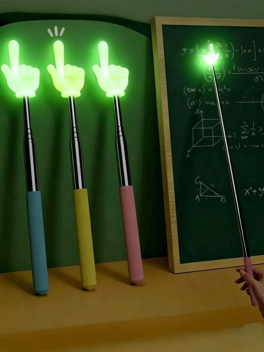 1pc/3pcs/6pcs Telescopic Light-Up Pointer - Multi-Functional Telescopic Light-Up Display Stick, Teacher Classroom Reading Pointer, Student Learning Guide Pointer, Multiple Colors And Styles Available, Suitable For Classroom Reading And Stretching Exercises, Ideal For Teaching Guidance, Home Or Classroom Use, Suitable For Teachers, Classrooms And Offices, Can Be Given As A Gift To Family, Friends, Colleagues, Stationery Supplies, Student Learning Tools, Random Style And Color, Back To School/Halloween/Christmas Essential - Multicolor - View 1