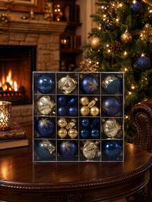 44pcs Christmas Ball Decorations, Shatter-Resistant Christmas Light Ball Decoration Set Plastic Decorative Balls, Suitable For Holiday Celebration, Birthday Party, Party, Home Decor, Photography Props, Christmas Holiday Wedding Party Home Decor (Gold, Purple, Blue) - Multiple Styles 3 - View 3