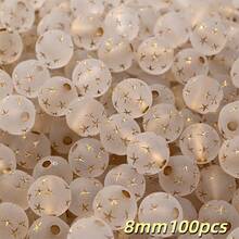 50/100顆 8/10mm 金色/銀色/透明色 壓克力磨砂五角星珠，DIY珠寶手工製作手鍊、項鍊、手機鍊用 - 彩色 - 查看 11