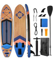 Stand Up Paddling Board 305cm Adults Inflatable Stand Up Paddle With All Accessories, For All Skill Levels, 200kg Load Capacity For 2 People - Brown Wood Grain Color - View 1