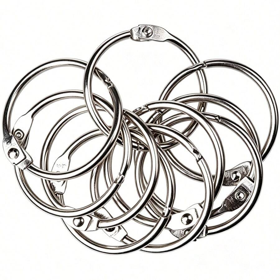 Silver Metal Loose-Leaf Rings, Replaceable Loose-Leaf Ring Accessories, Detachable And Openable Binding Rings, Suitable For Student Notebooks, Scrapbooks, Photo Albums, Index Cards, Office Document Organization And DIY Stationery,Card Holder - Silver - View 1