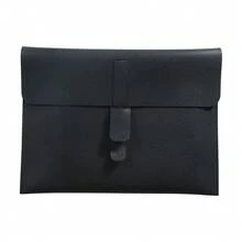 1Pc Thick 2mm Double-Sided PVC Litchi Grain Leather File Bag, Waterproof Scratch Resistant A4 Document Folder, Large Capacity Holds 14 Inch Laptop Minimalist Envelope Portfolio, Office Business Travel Document Storage Pouch - Close the Buckle - View 16