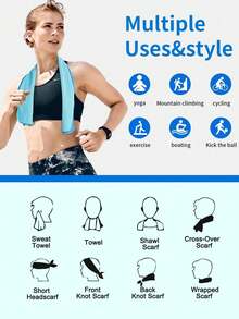Cooling Sports Towel, Absorbent Quick-Drying, Portable Foldable Design With Hook And Loop, High-Density Sweat Absorption, Breathable Moisture-Wicking, Suitable For Outdoor Summer Activities - Multicolor - View 2