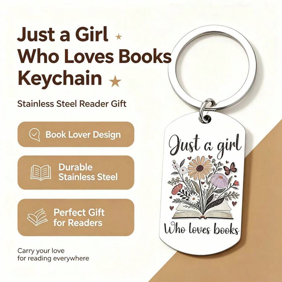 Exclusive Gift For Book Lovers, A Book-Loving Girl Keychain Gift For Bookworms, Thoughtful Birthday And Christmas Gift For Bookworms And Parents - Book Lovers' Gifts - View 1