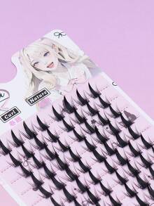 Bulu Mata Palsu Berbentuk Duri Setan Gaya Manga, Bulu Mata Berbentuk Duri Tajam Gaya Anime, Ekstensi Bulu Mata DIY Segmen Gaya Gothic Keren untuk Cosplay, Bulu Mata Palsu Berduri yang Berlebihan, Termasuk Alat Pemasangan Bulu Mata - C - View 5