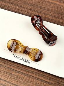 1pc Vintage Elegant Glossy Bow Alligator Hair Clip, Versatile Hair Accessory For Ponytail And Updo, Suitable For Thick Hair, Back Of Head Hair Claw Hair Accessory - Multicolor - View 2
