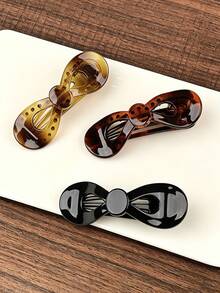 1pc Vintage Elegant Glossy Bow Alligator Hair Clip, Versatile Hair Accessory For Ponytail And Updo, Suitable For Thick Hair, Back Of Head Hair Claw Hair Accessory - Multicolor - View 1
