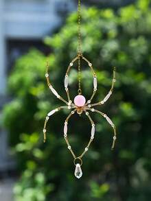 Handmade Beaded Spider Sun Catcher, Crystal Spider Web Window Hanging Decor, Gothic Style Room Decoration, Home & Garden Aesthetic Sun Catcher, Unique Gift - Spider Pendant - View 1