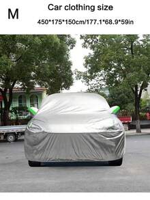 SUV Car Cover, Waterproof Outdoor Car Cover, 190T Silver Coated Fabric Lightweight Full Car Sun Protection And Rainproof Car Cover, With Reflective Strip Dustproof And Breathable, All-Weather Sun Protection, Frost Protection, Snow Protection, Suitable For Winter, Suitable For SUV, Outdoor Vehicles, Snowproof, Rainproof, UV Protection, Dustproof, Car Sunshade. - Silver - View 6