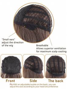 Long Straight Layered Synthetic Wig Brown/Black With Bangs, Natural Hair Texture, Heat-Resistant Fiber, Women's Cosplay Daily Wear - Multicolor - View 5