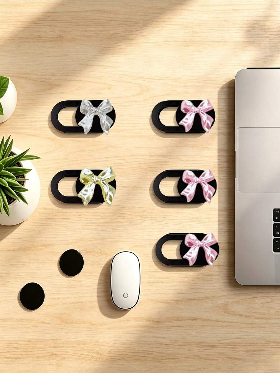 Bow-Knot Sliding Webcam Cover, Ultra-Thin Lens Cover, Compatible With Computer, Laptop, Phone, Tablet And Other Devices, Can Block Camera, Sliding Lens Cover, Easy To Open And Close, Protect Privacy, Suitable For Office Workers, Students, Teachers, Friends Gift, Colleagues Gift, Back To School Gift - Multicolor - View 1
